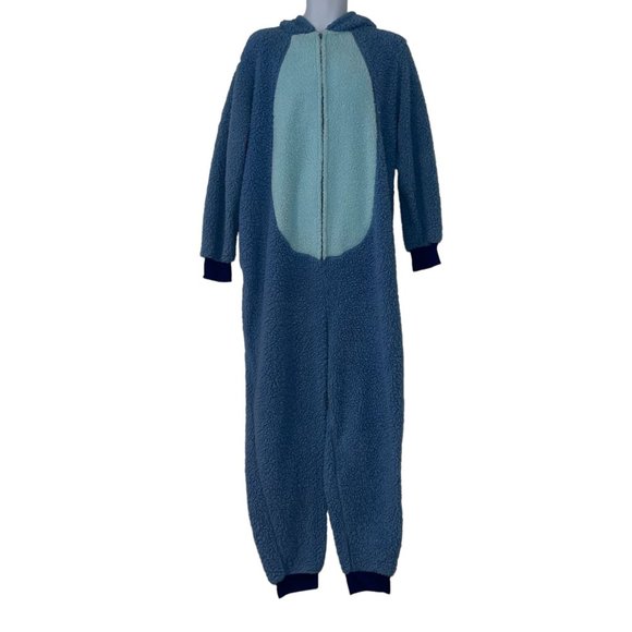 Disney Lilo & Stitch Pajamas Mens XL Costume Unionsuit Faux Sherpa Hoodie Hooded